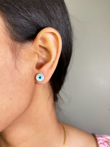 Silver evil eye Earring