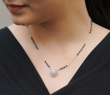 Pure silver round mangalsutra