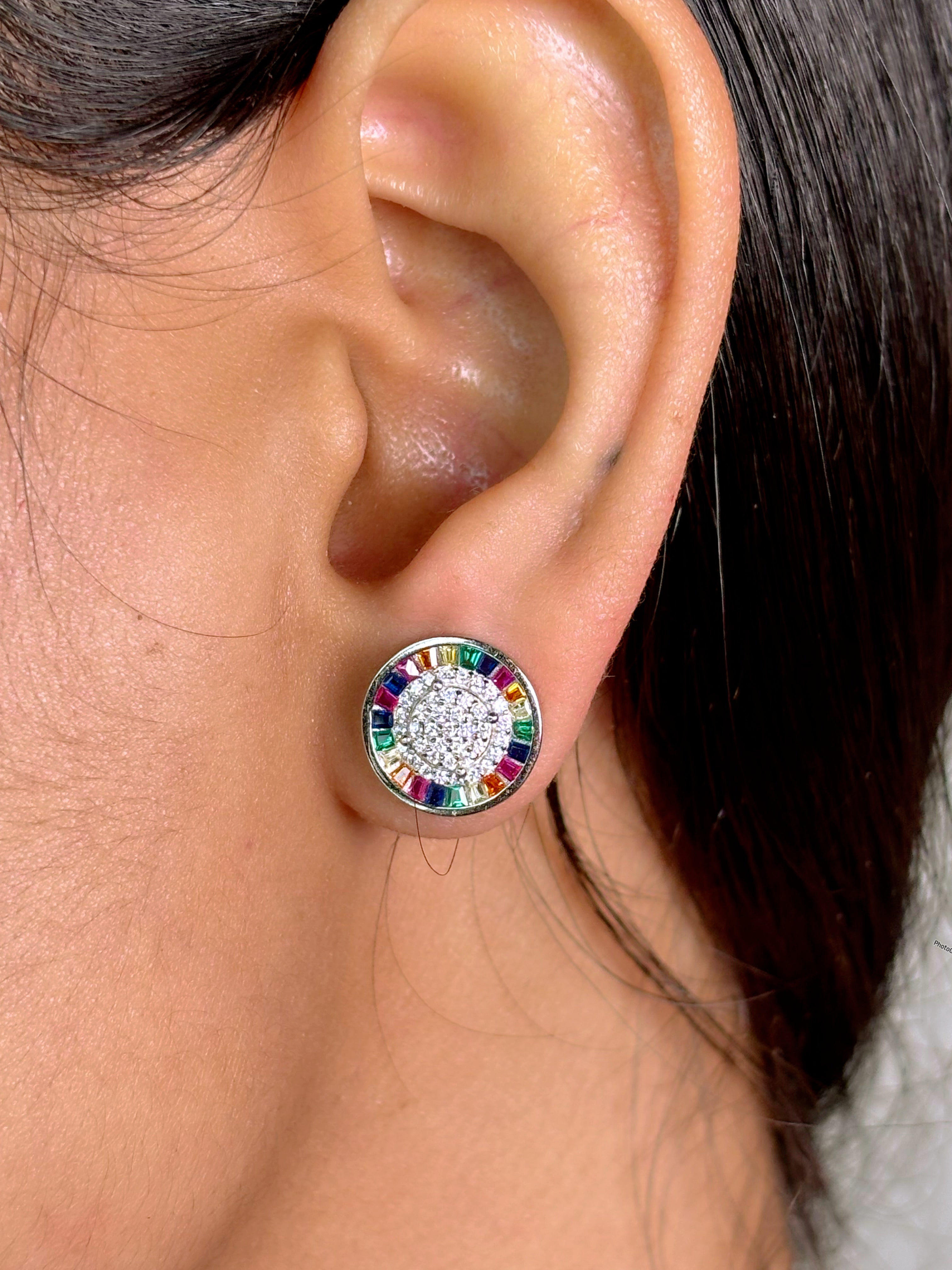 Silver multicolour Earring