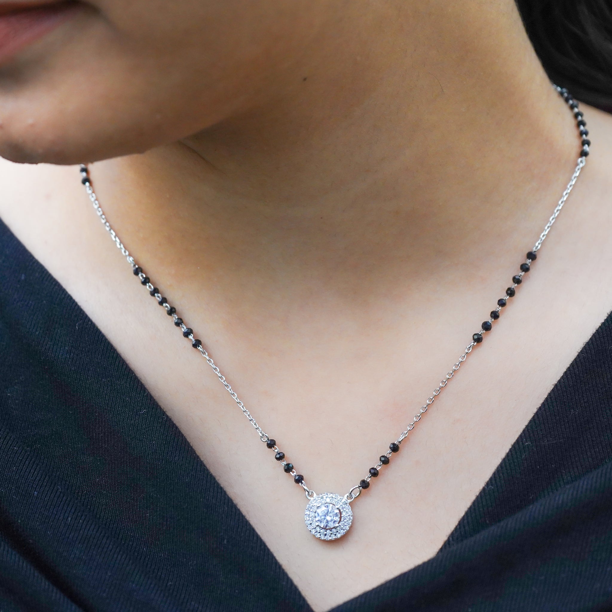 Round Silver mangalsutra
