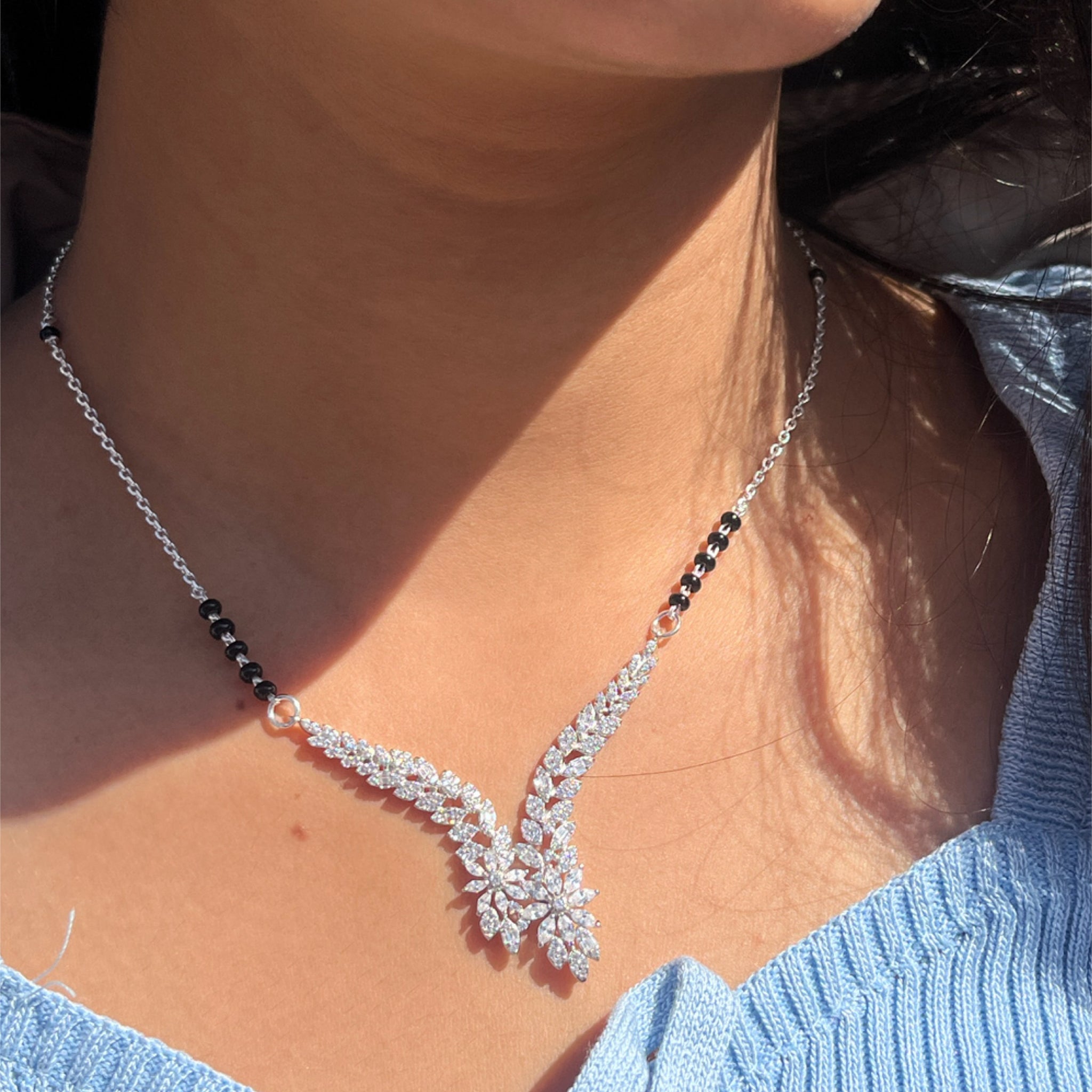 Pure silver mangalsutra