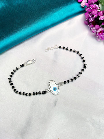 Silver evil eye hand mangalsutra