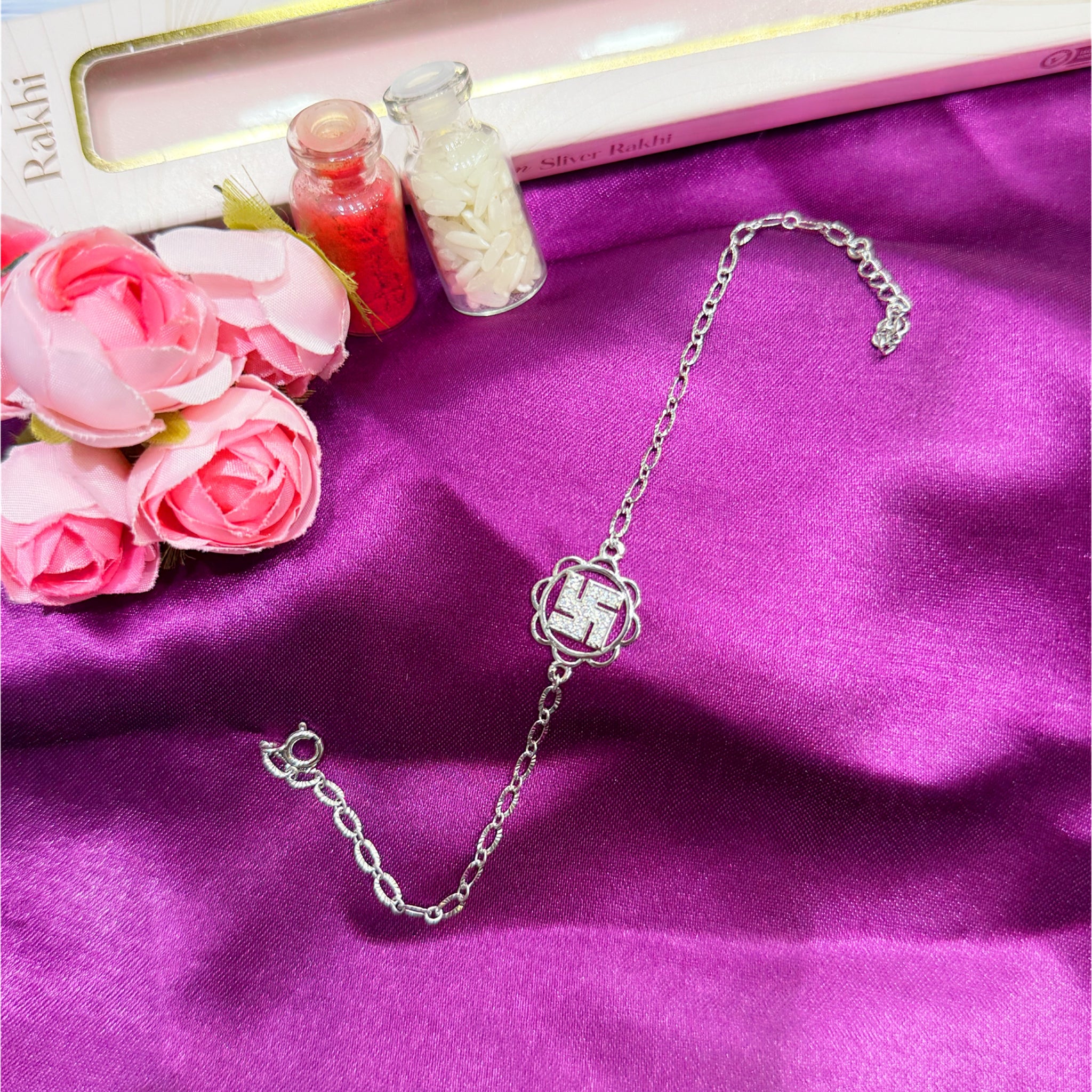 Pure silver rakhi