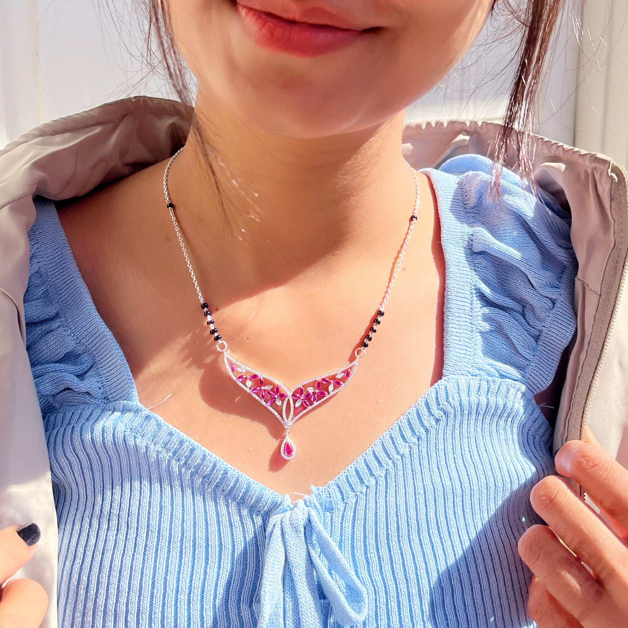 Pure silver mangalsutra