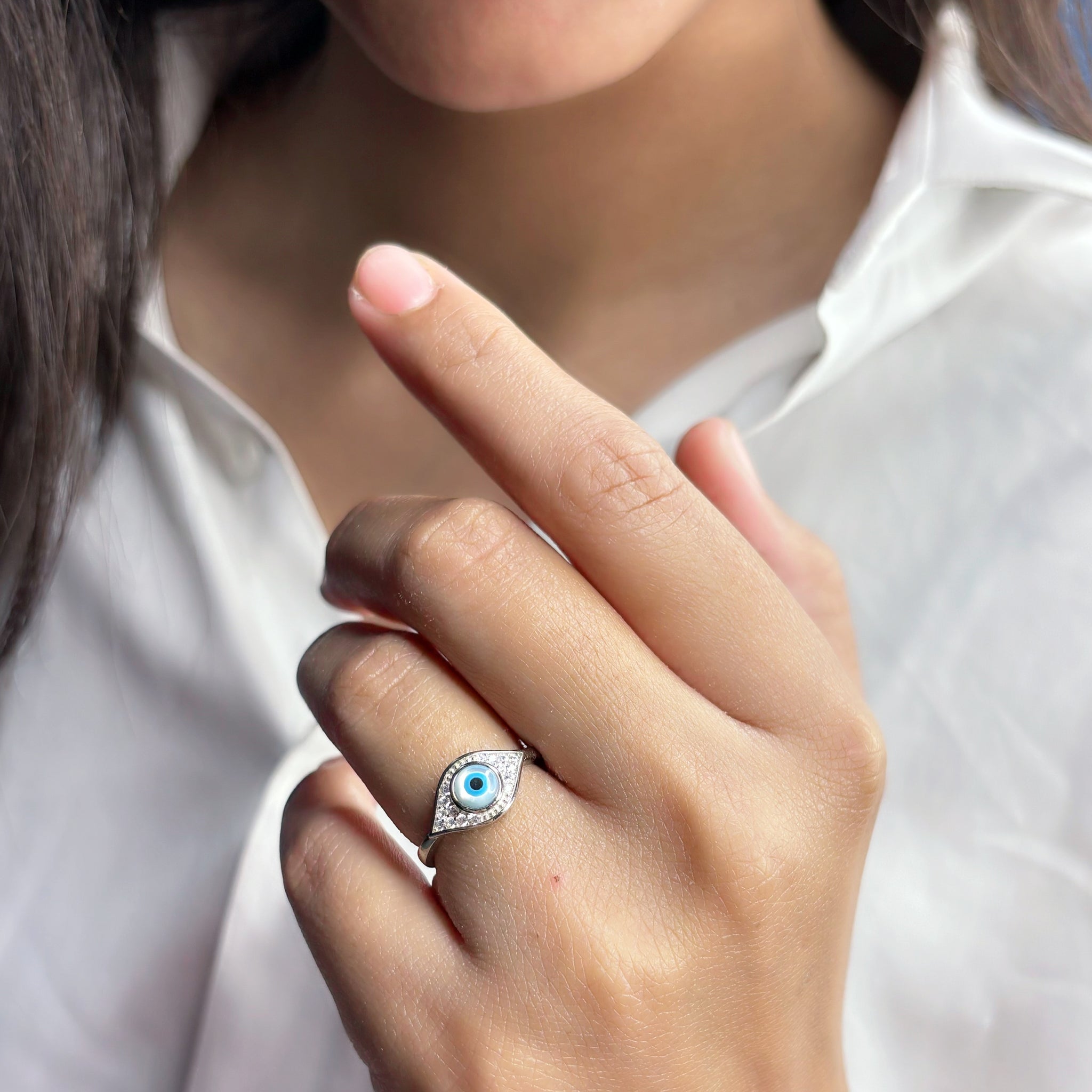 Silver Evil eye Ring