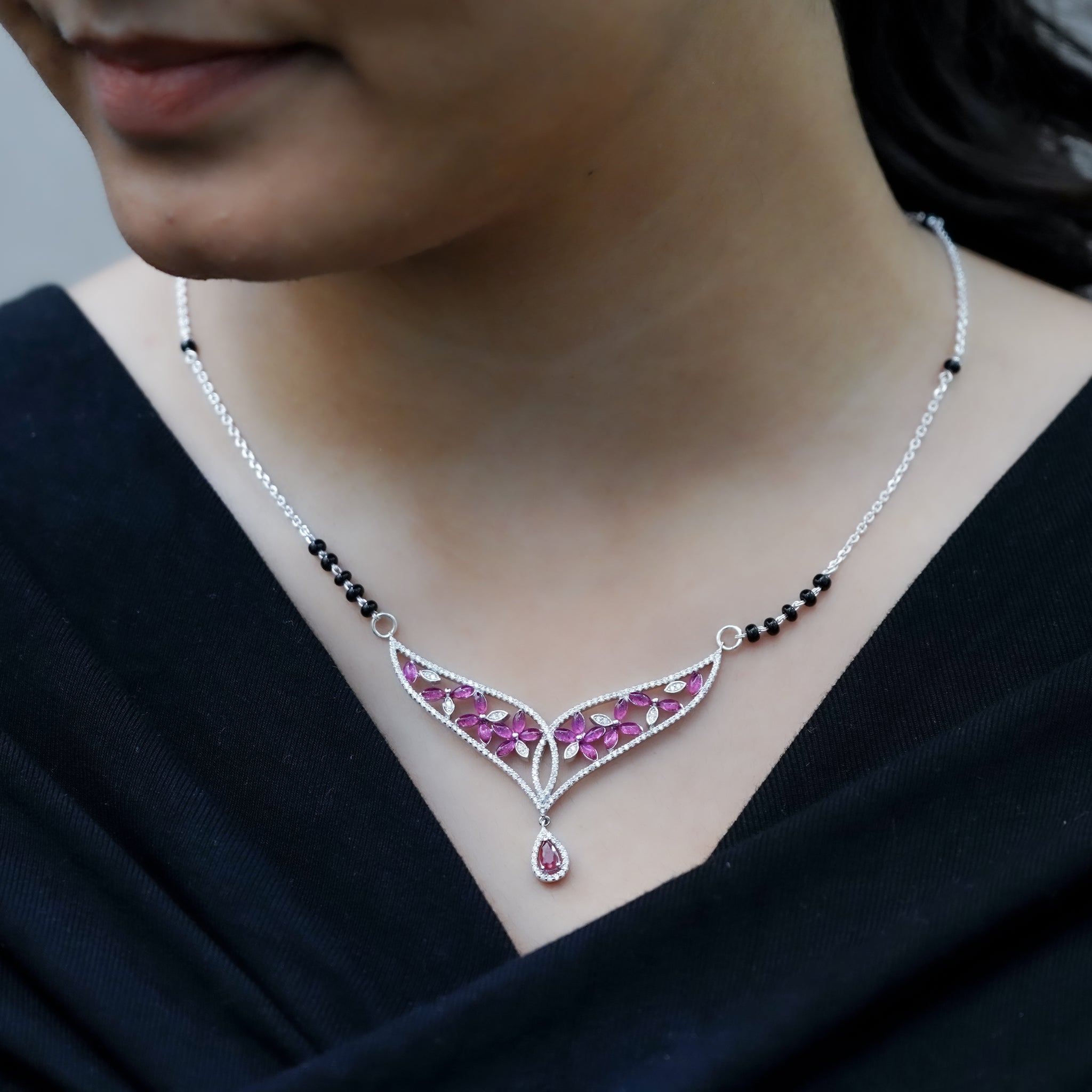 Pure silver mangalsutra