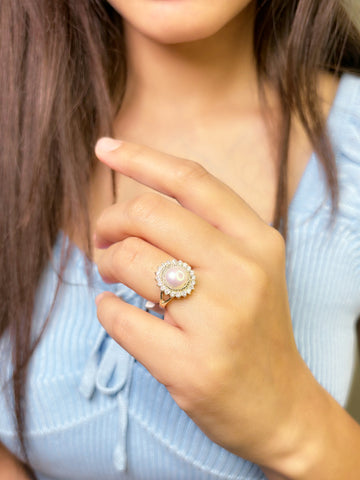 Silver pearl ring