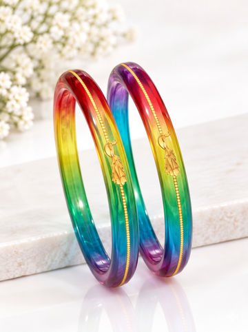 Multi Color Peacock Gold Taar Bangles