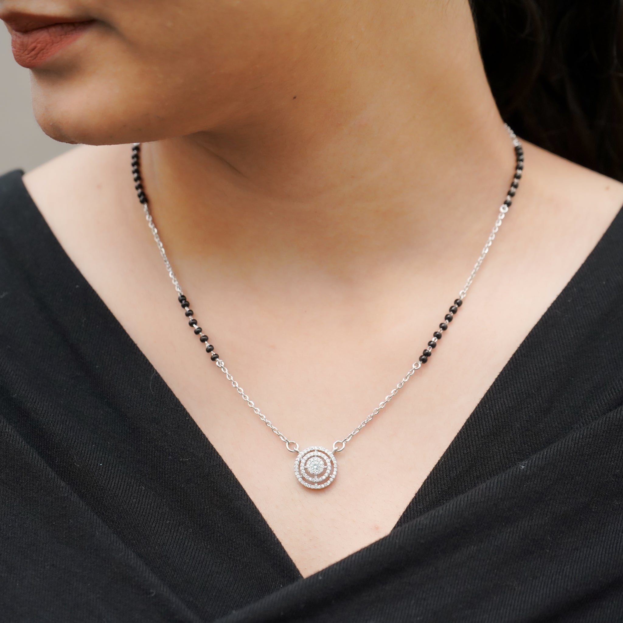 Pure silver round mangalsutra 🥰
