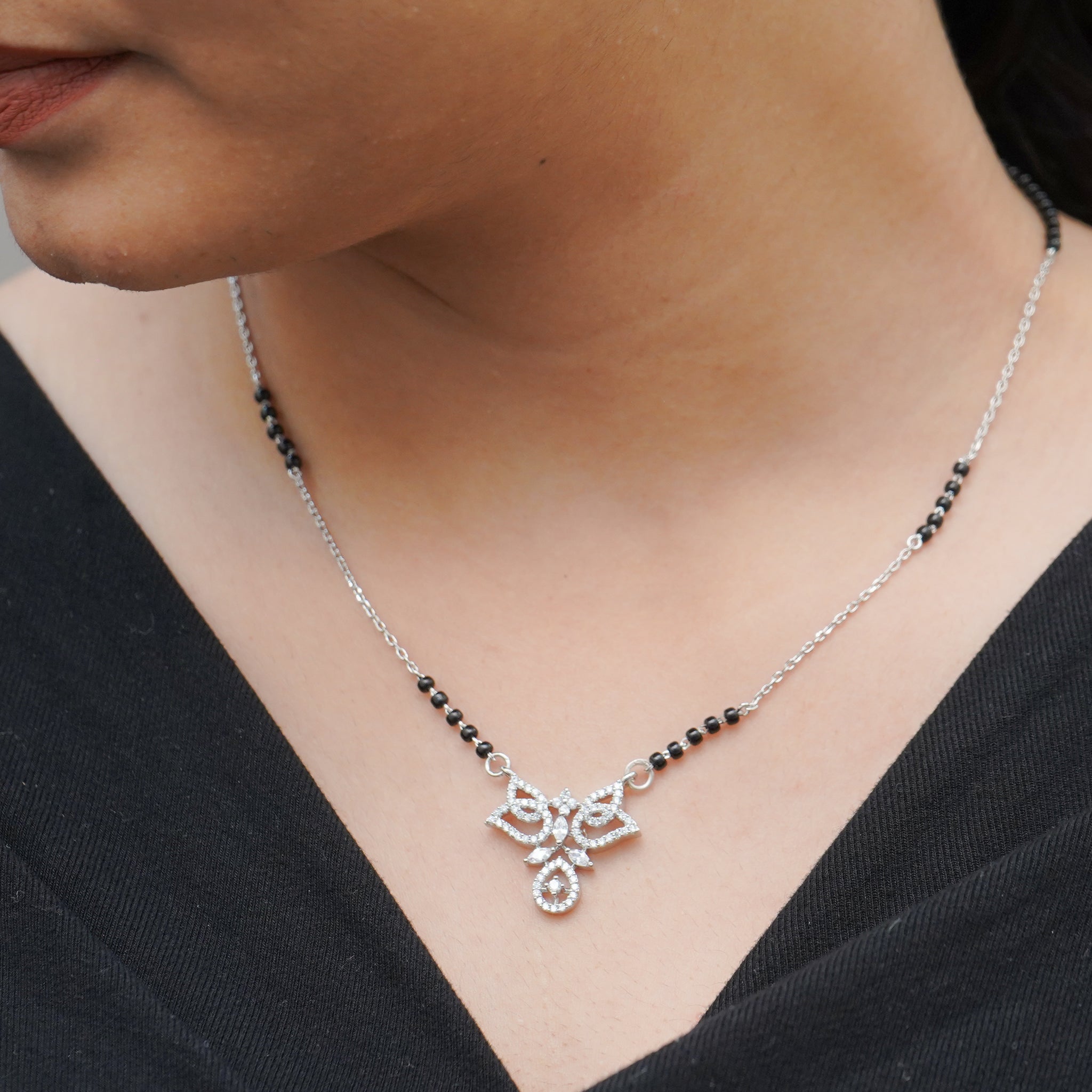 Pure silver mangalsutra